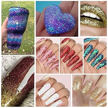 8 Colors of Holographic Chunky Glitter with Quick Dry Glue